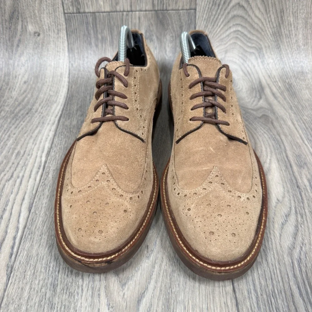 Cole Haan Oxford Shoes Men 9.5 Tan Suede Wingtip Brogue C25052